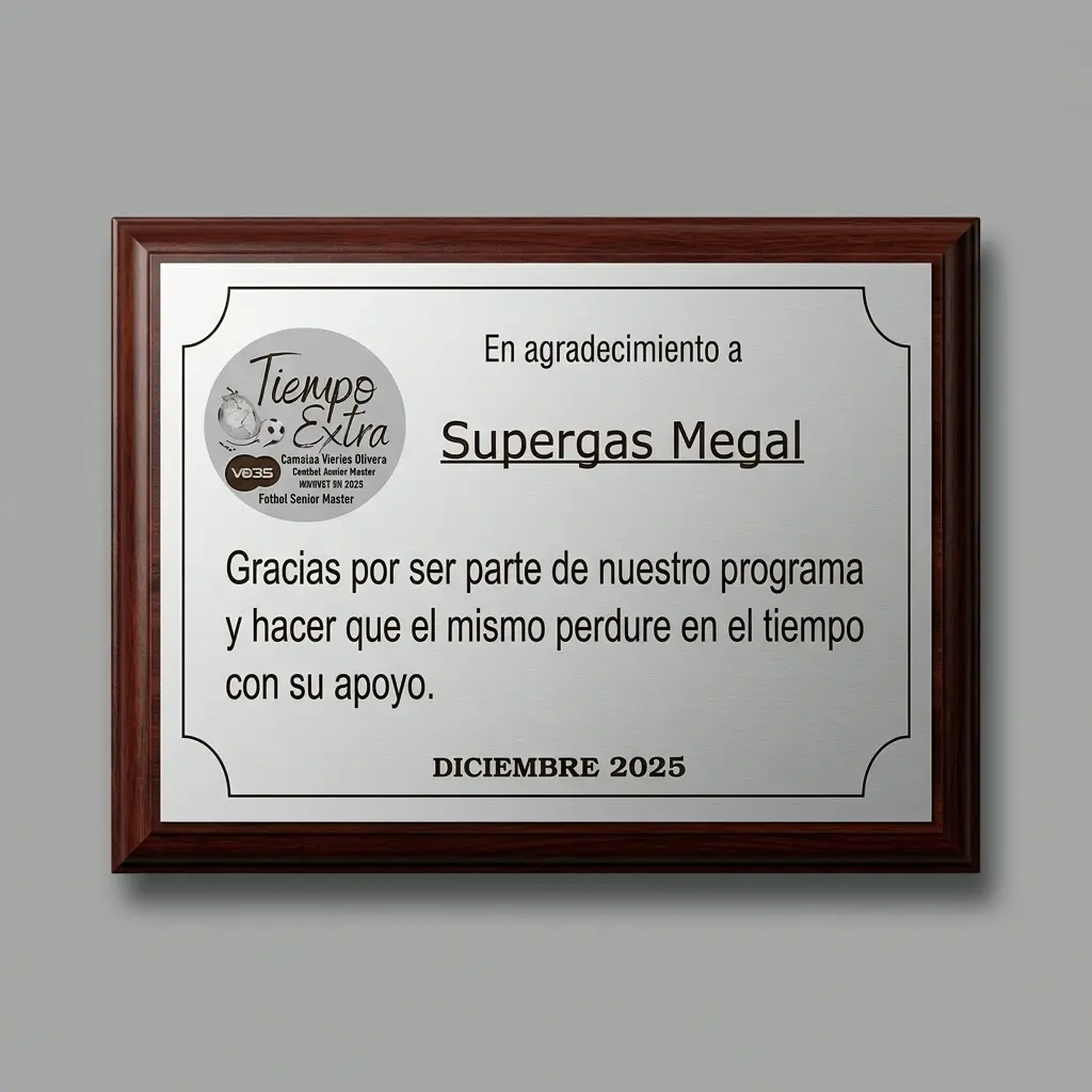 Plaqueta para reconocimiento o agradecimiento